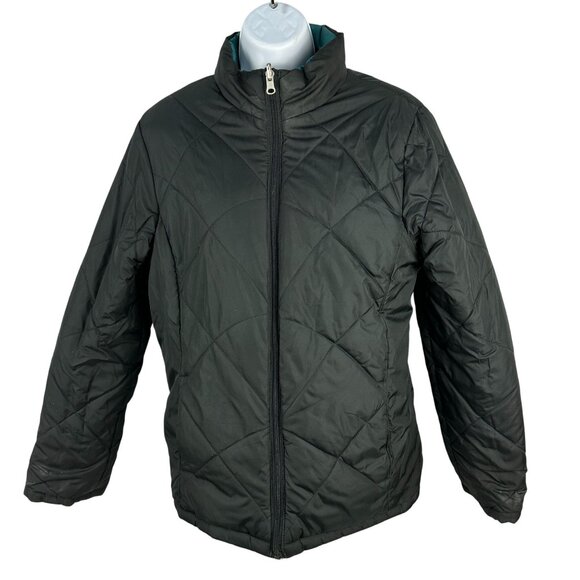 Faded Glory Reversible Quilted Jacket M 8-10 Black & Teal Polyester Womens - Picture 1 of 8